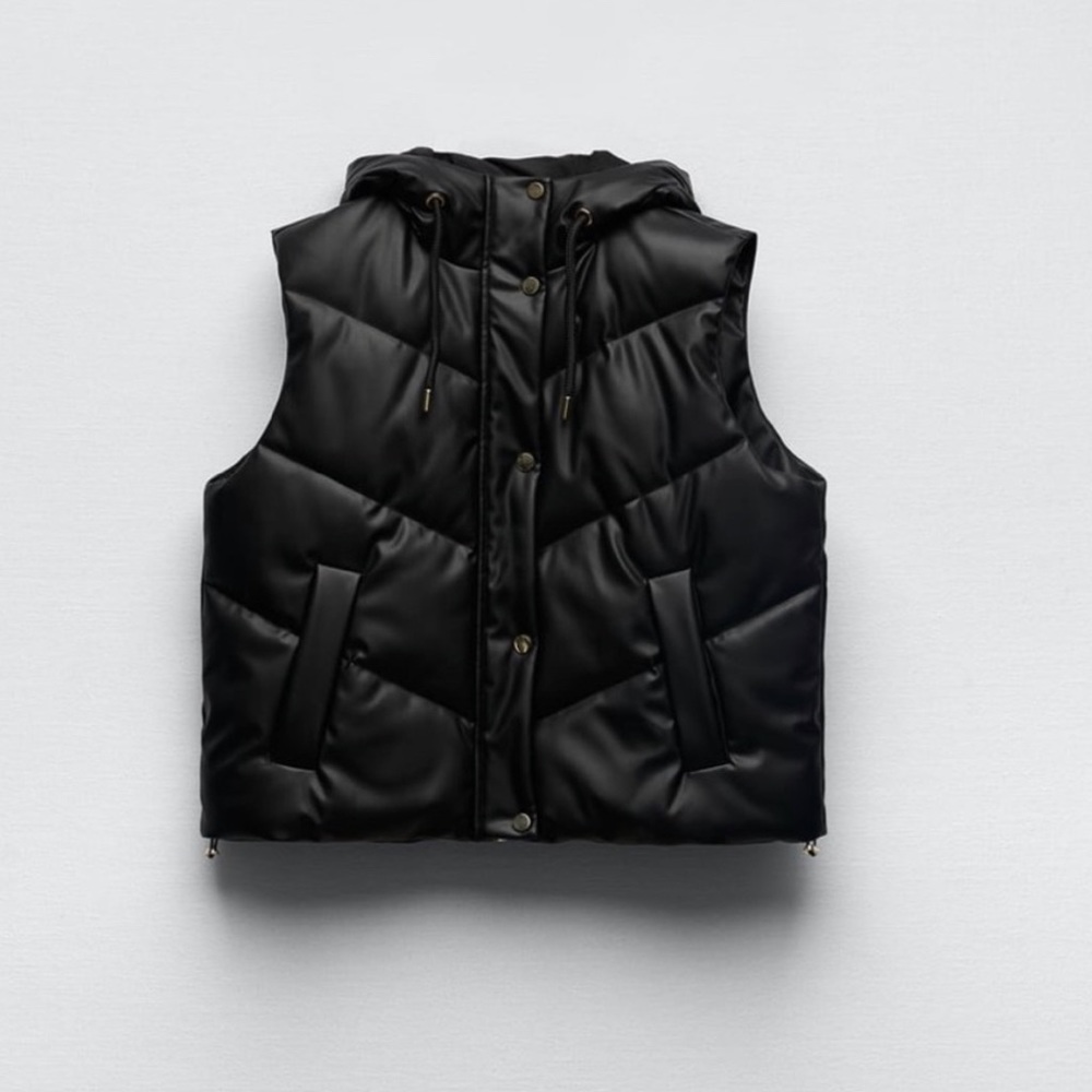 Zara Puffer Faux Leather Vest